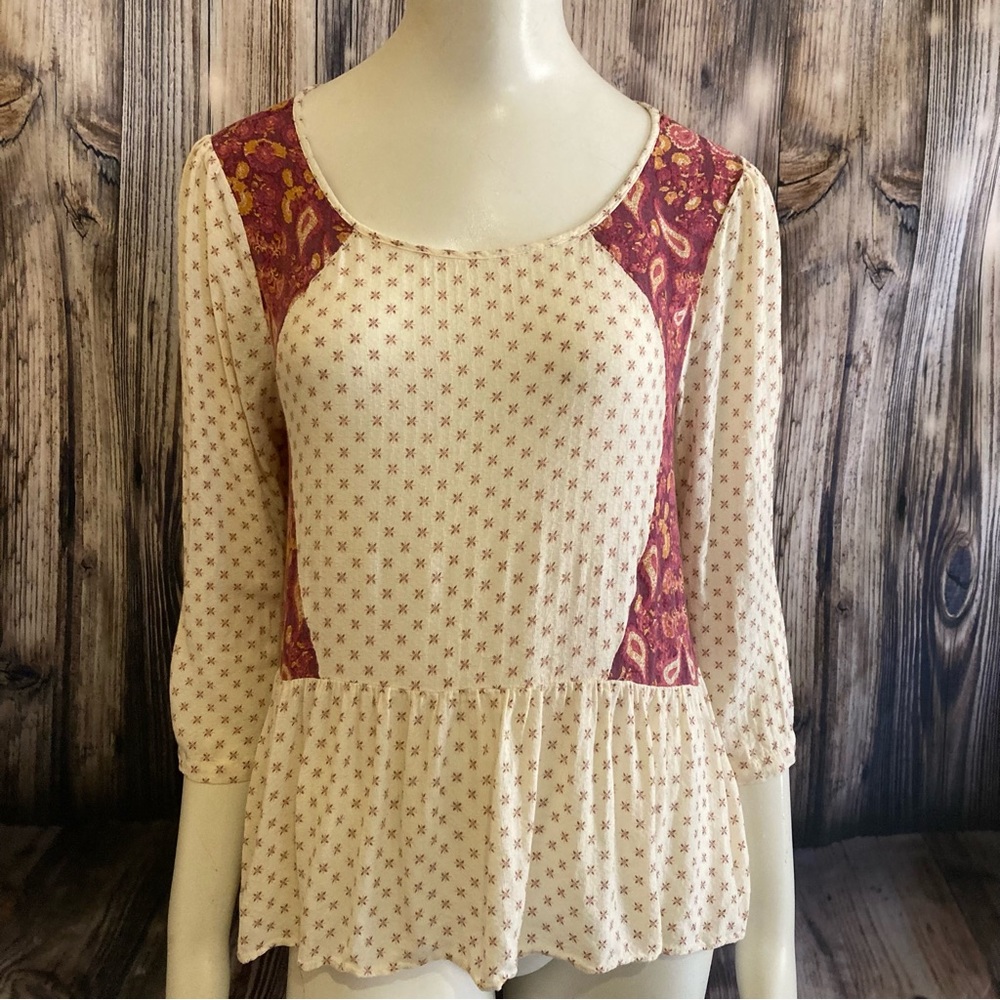 Free People Peplum Boho Paisley Blouse